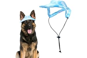 Pai Sence Dog Sun Hat for Small Dogs Tie Dye Hearts Baseball Cap with Ear Holes Adjustable Outdoor Sport Visor Sunbonnet with Drawstring Blue L