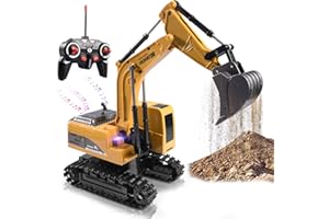 Onadrive Construction Excavator Toy - Kids Toy Engineering Digger Truck, Remote Control Rechargable Hydraulic Car for 3 4 6 7 8 Year Old Boys Girls, Educational Toys for Kids & Children