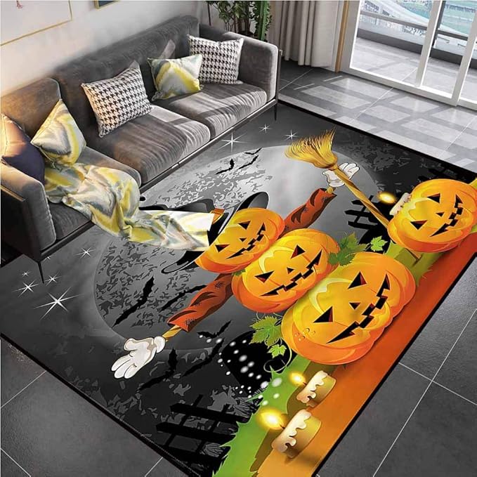 Area Rug Print Large Rug Mat Halloween, Funny Pumpkin