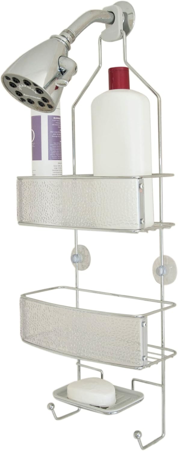 BathSense 3Tier Rain Glass Shower Caddy, Chrome Home