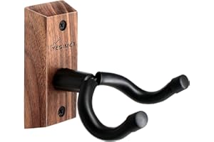 YESIMET Black Walnut Guitar Hanger - Wall Mount Holder for Acoustic/Electric Guitar, Bass, Banjo, Mandolin, Ukulele (1Pack)