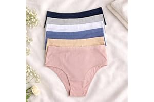 Women High Waisted Cotton Underwear 6 Pack Breathable Stretch Panties Tummy Control Soft Full Coverage Briefs