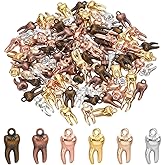 PH PandaHall 120pcs Tooth Pendant Charms 6 Colors Tooth Shaped Charms, Alloy Heathy Teeth Dangle Charms Vintage Funny Charm for Earrings Bracelet Necklace Jewelry Making DIY Supplies