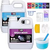 LET'S RESIN 80oz Crystal Clear Epoxy Resin Kit for Beginner | Bubbles Free Casting Resin Supplies for Molds,Jewelry,Resin and Hardener with 6 Mica Powders,Large Silicone Cup