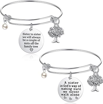Regali Di Natale Sorella.Zhanmai 2 Pacchi Bracciale Sorella Gioielli Sorella Per Donne Ragazze Regali Braccialetti Degli Amici Per La Laurea Di Compleanno Il Giorno Di Natale Style C Amazon It Gioielli