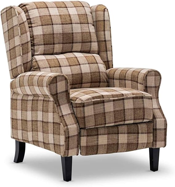 Apelila Recling Chairs Tartan Recliner Armchair Soft Padded Adjustable