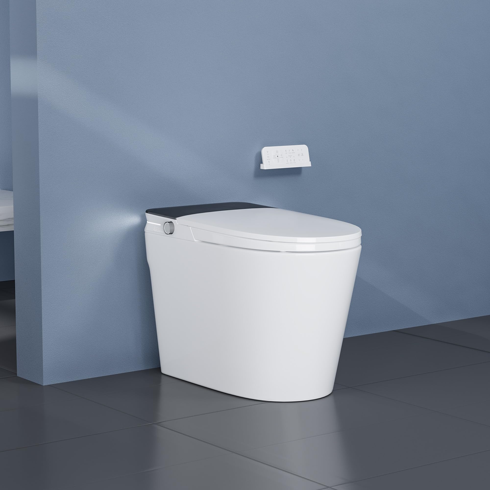 Photo 1 of Smart Toilet with ADA Height, Bidet Built-In, Auto-Sensing Flip Lid, Off-Seat Auto Flush, Foot-Sensor, Instant Hot Water and Warm Air Drying, LED Display, Toilet with Light Strip