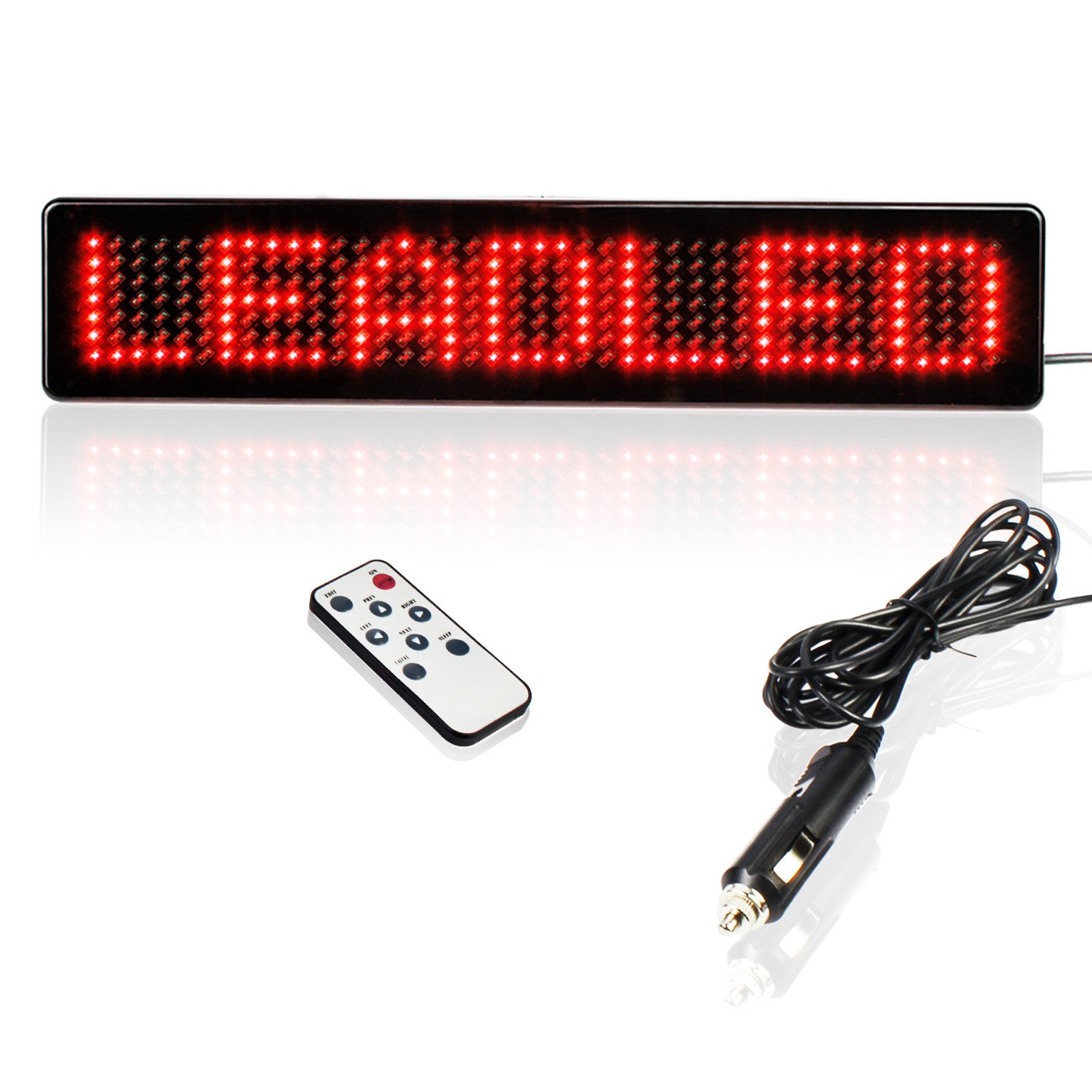 Leadleds 12V Car LED Programmable Message Sign Scrolling Display Board with Remote (Red)