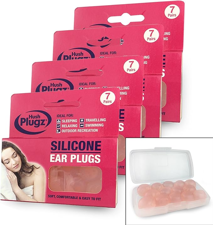 Hush 7 Pairs Plugz Silicone Earplugs Pack of 7 (4 Packs (28 Pairs