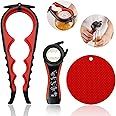 Jar Opener for Weak Hands, Seniors with Arthritis, 5 in 1 Multi Function Bottle Opener Lid Opener For Arthritic Hands with Non Slip Rubber Jar opener Gripper Pad