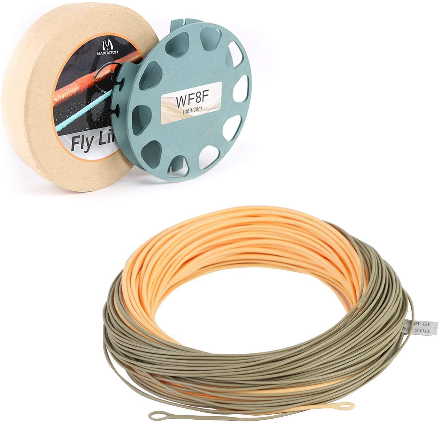 MAXIMUMCATCH Maxcatch Spey Line, Floating Series Fly Line With 2 Welded Loops Fly Fishing Line WF3-11F (Single Handed Spey Line(Peach/Camo), WF6F-90ft)