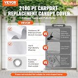 VEVOR 10x20ft Carport Replacement Canopy Cover Heavy-Duty Waterproof White view 2