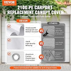 VEVOR Carport Replacement Canopy Cover 10 x 20