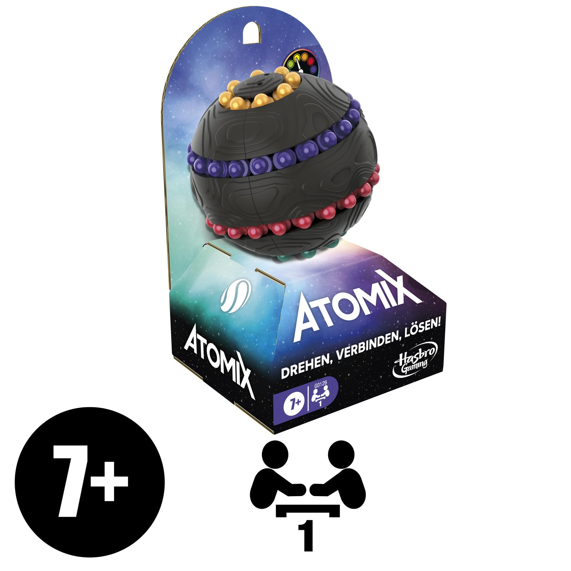 Hasbro Gaming Atomix Game for Kids, Teens, and Adults, Brainteaser Puzzle Sphere Ball and Fidget Toy, 1 Player, Portable Summer Travel Activities, Ages 7+