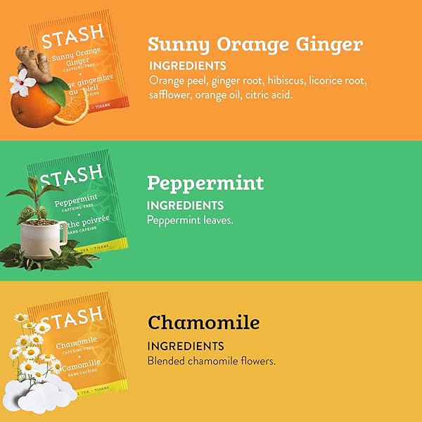 STASH TEA SOOTHING HERBAL TEA 6 FLAVOR VARIETY PACK, 6 BOXES WITH 18-20 TEA BAGS EACH