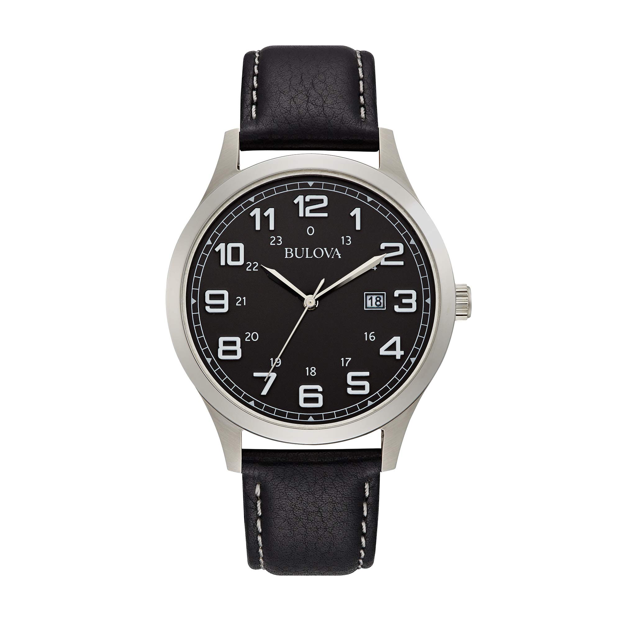 Bulova Dress Black Dial Stainless Steel Mens Watch 96B276