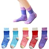 Girls Seamless Socks Rainbow Stripes Cotton Socks Kids Casual Athletic Socks For School