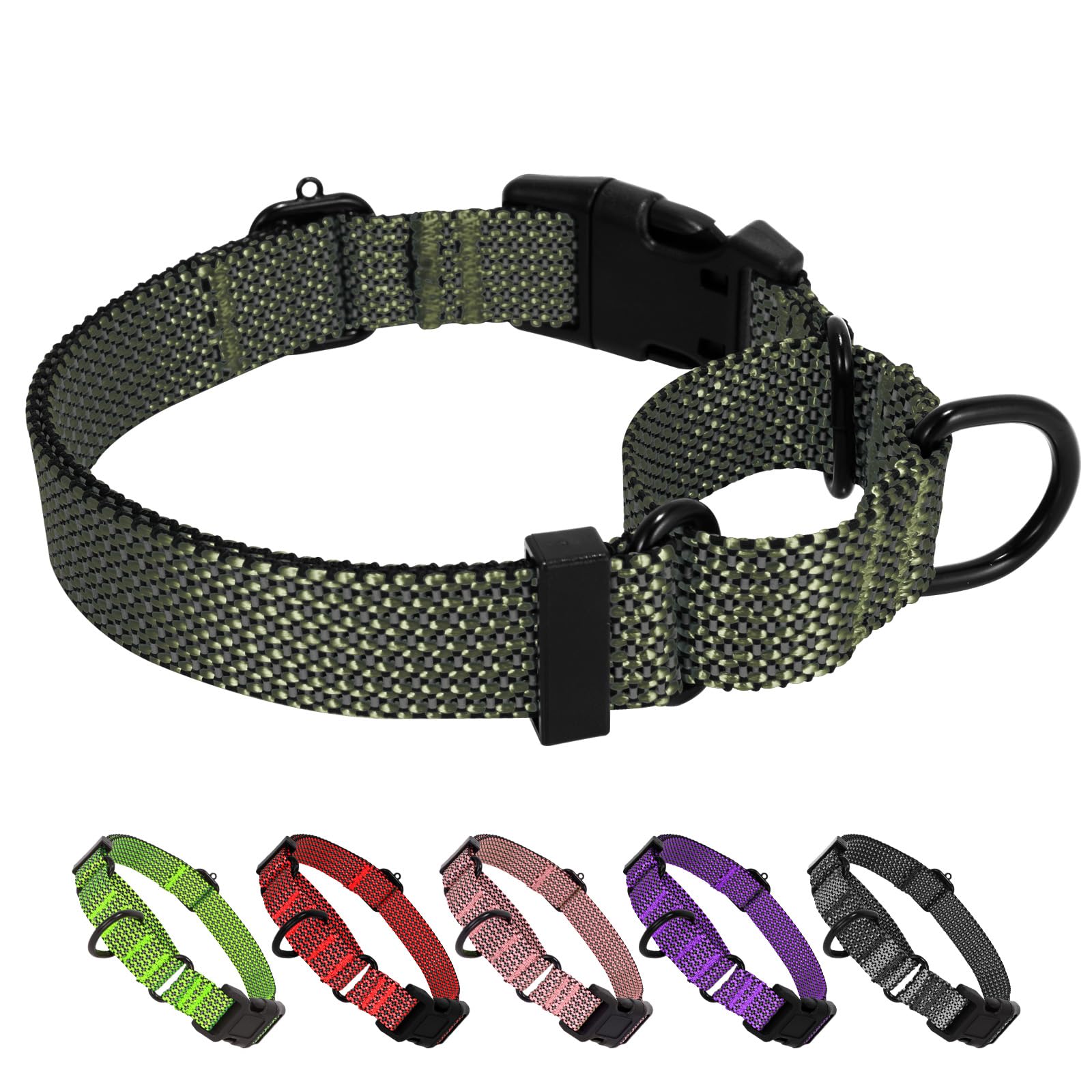 BXPAW Martingale Dog Collars Adjustable Training Martingale Collar for Dogs - Reflective No Pull Dog Collar with Quick Release Buckle (Purple, Extra Large)