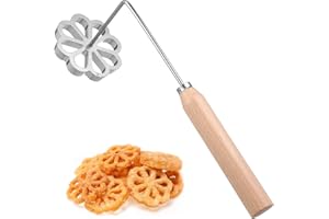 Garneck Bunuelos Mold Baking Tool with Handle 7.8x1.3cm Flower Shape Aluminum Alloy Oil Frying Rosettes