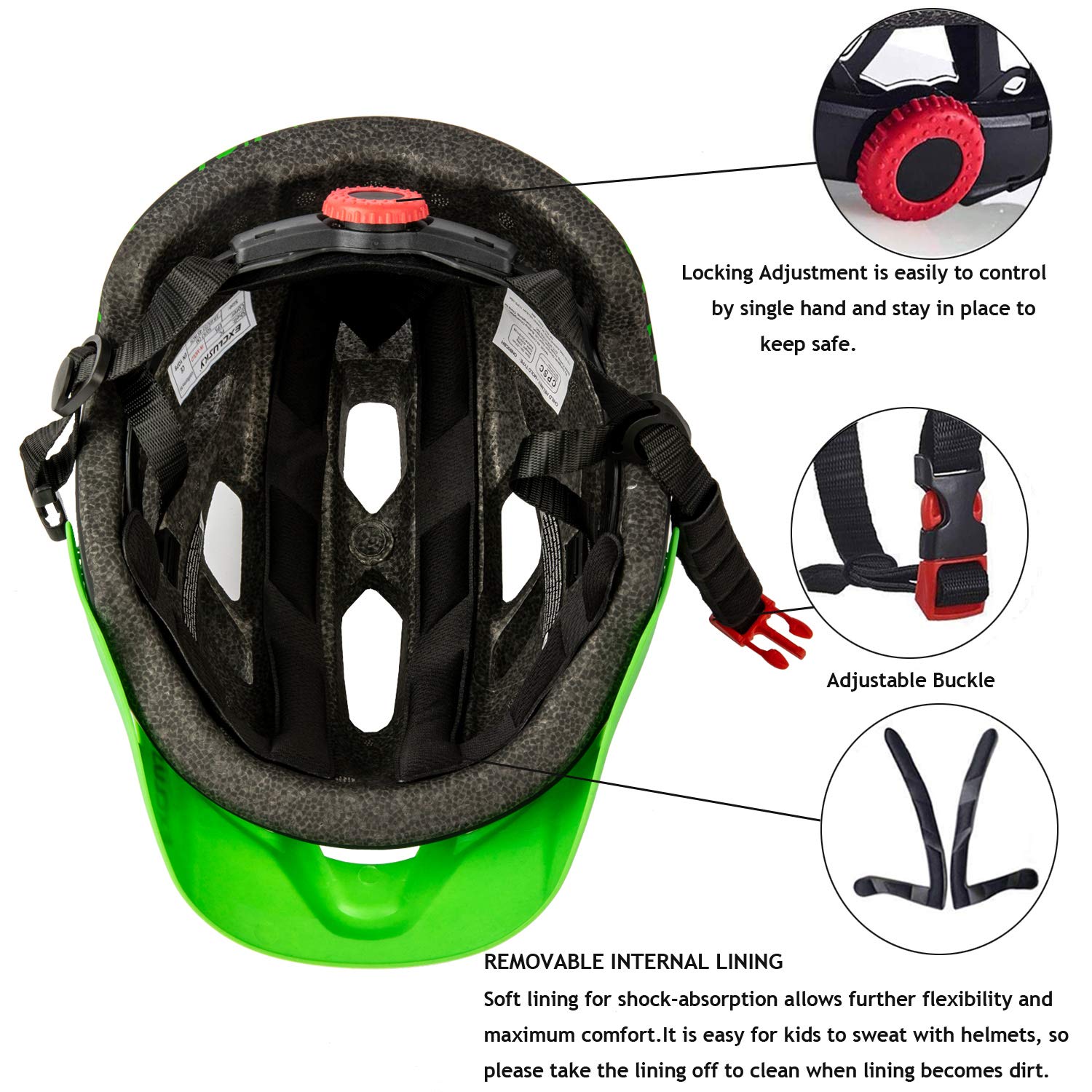 Kids Helmet, Exclusky Kids Bike Helmet Adjustable Safety Lightweight Children Bicycle Helmet for Kids Skating Cycling Scooter Boys and Girls Bicycle Helmets Ages 5-8-14