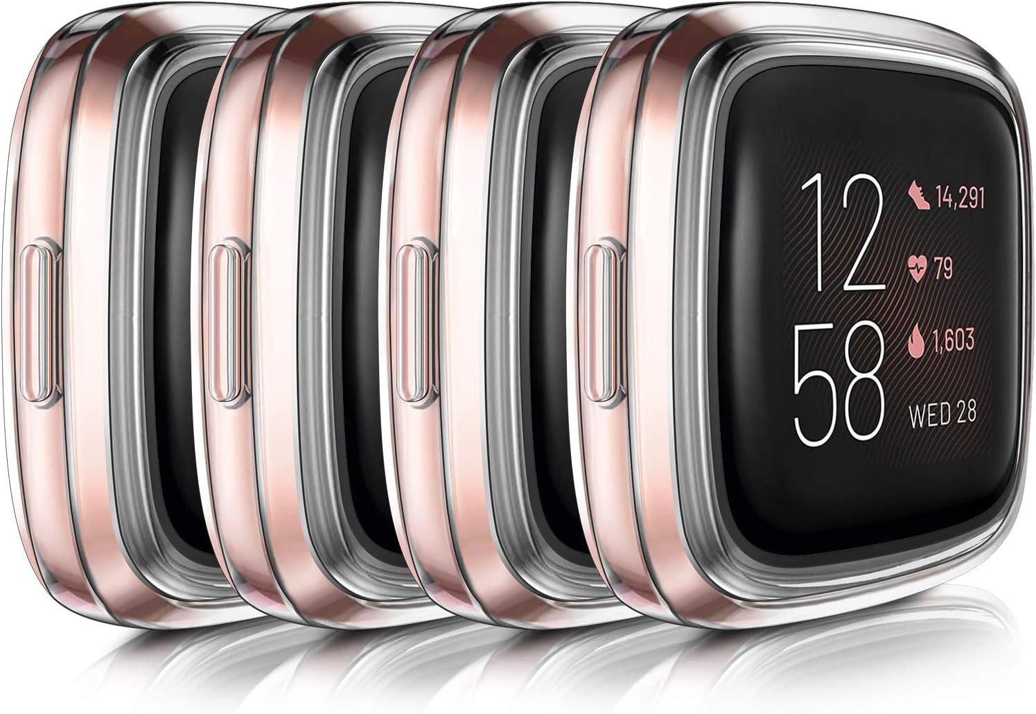 [4-Pack] Case Compatible with Fitbit Versa 2 Screen Protector (NOT for Versa/Versa Lite) Soft All-Around Cover Anti-Scratch Bumper for Versa 2 Smartwatch Only (4 Pack (Clear+Clear+Clear+Clear))