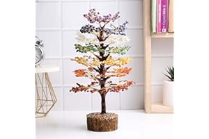 Shubhanjali Seven Chakra Tree 1000 Beads for Home Decor | Crystal Tree for Positivity & Goodluck | Gemstones | Feng Shui Stone Tree for Living Room, Office Desk & Hall Decor | Christmas Decor Gifts