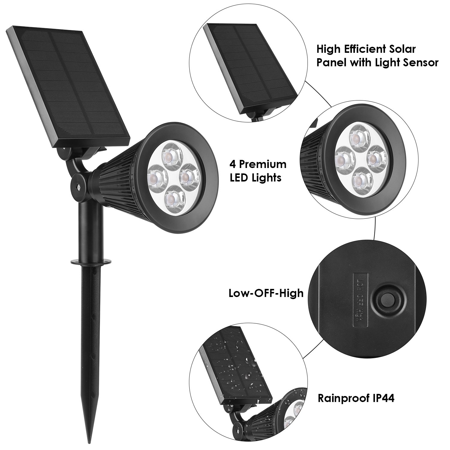 mvpower lampara panel luz solar 4 leds