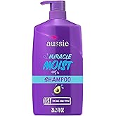 Aussie Miracle Moist Shampoo: Hydrating &amp; Gentle Cleansing Treatment with Avocado &amp; Jojoba Oil, 26.2 Fl Oz