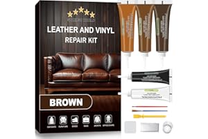 STARTSO WORLD Brown Leather & Vinyl Repair Kit for Furniture, Couches, Car Seats, Sofas, Boat Seats, Jackets with Easy Instructions, Repair Scratches, Tears, and Holes in Pleather, Genuine Leather