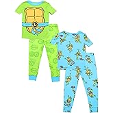 Nickelodeon Ninja Turtle Pajamas for Boys, Toddler 4 Piece Snug Fit TMNT Pajamas for Kids, Ninja Turtle Pj Pants & Shirt Set