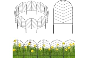 HEOMU Decorative Garden Fence Animal Barrier, 22" Rustproof Metal Wire Fence Border No Dig Fence for Dogs,10 Panels Flower Bed Fencing for Landscape Patio Yard Outdoor Decor, Black