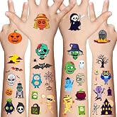 Awinmay Halloween Temporary Tattoos for Kids - 120 Pieces Halloween Trick or Treat Fake Tattoos Stickers for Boys and Girls,Halloween Party Favors for kids Assorted Goodies Tattoos Goody Bag Stuffers