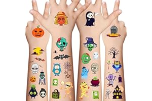 Awinmay Halloween Temporary Tattoos for Kids - 120 Pieces Halloween Trick or Treat Fake Tattoos Stickers for Boys and Girls,Halloween Party Favors for kids Assorted Goodies Tattoos Goody Bag Stuffers