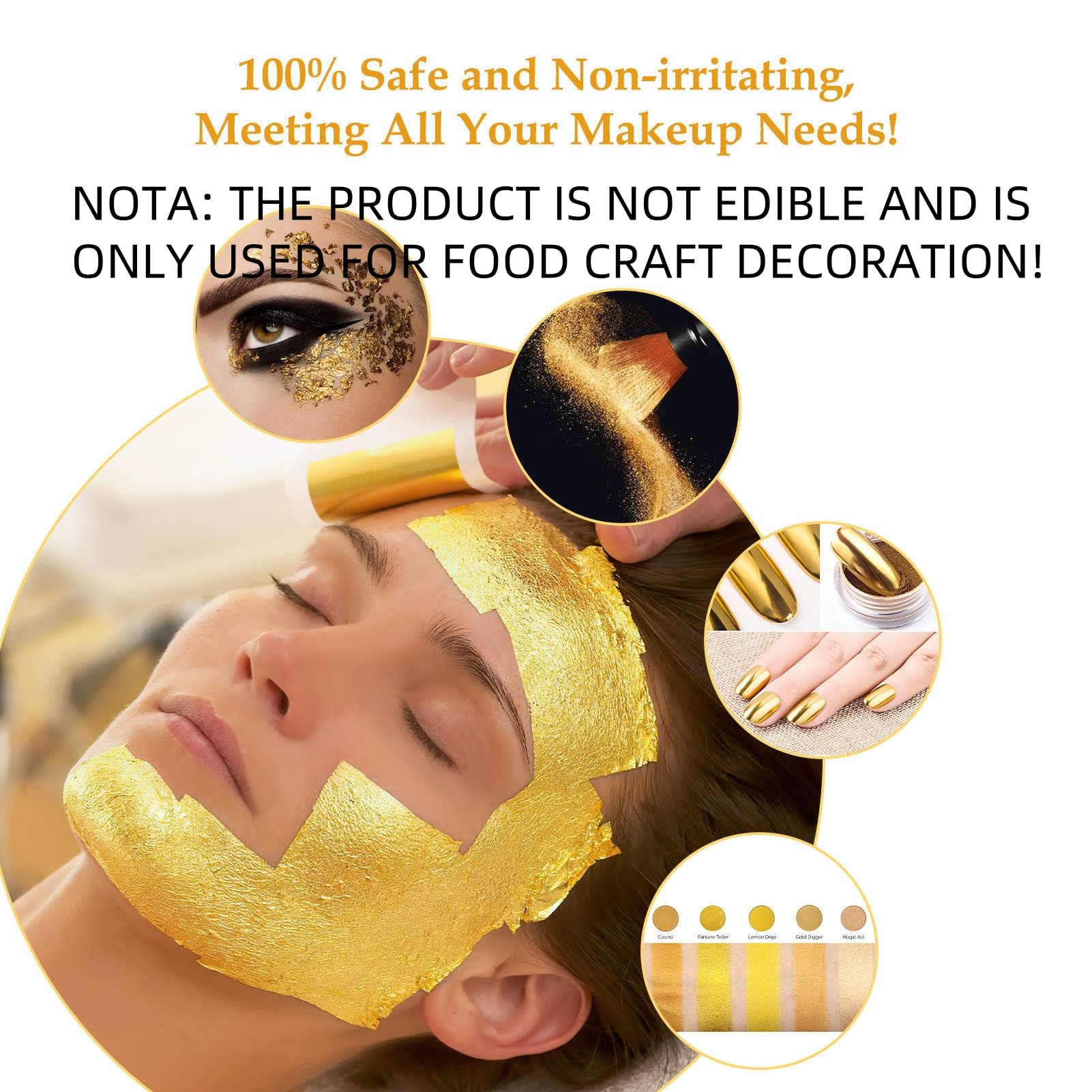 2 Bottles Gold Flakes, Premium Gold Leaf for Craft Art Decoration Perfect for Decorating Cakes Desserts Drinks Ice Cream Sushi