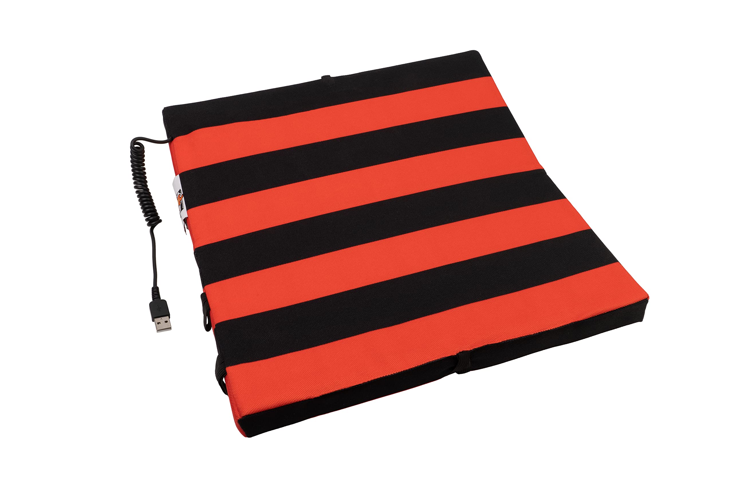 Heated Stadium Seat Cushion | Thermal Heat to Keep You Warm When Doing Outdoor Activities Like Camping | Foldable & Portable | Water & Dirt-Resistant | USB Connector | Black/Red | 35x35x3.5 cm