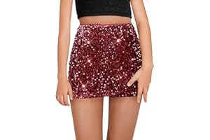 CharmWM Girls Sequin Skirt Kids Fashion High Waisted Sparkle Glitter Party Short Dress Mini Skirts 5-14 Years
