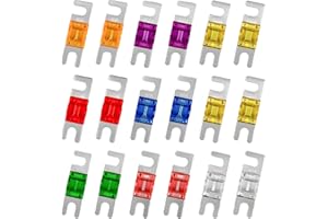 Fkewp 18 PCS Mini ANL Fuse, 20A/30A/40A/50A/60A/80A/100A/125A/150A Vehicle Plated Fuses Assortment, Heavy Duty 9 Sizes Blade 
