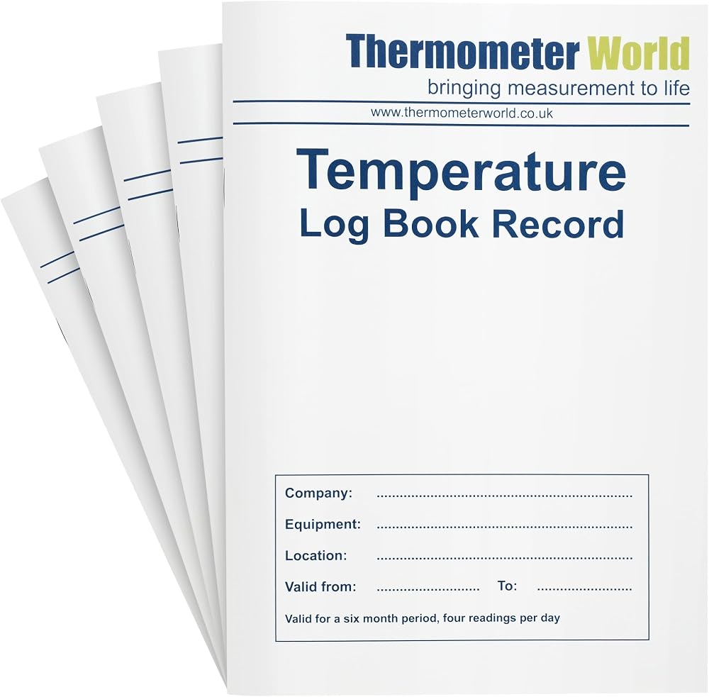 Thermometer World Temperature Log Book Pack of 5 Six Month Records