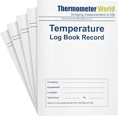 Thermometer World Temperature Log Book Pack of 5 Six Month Records