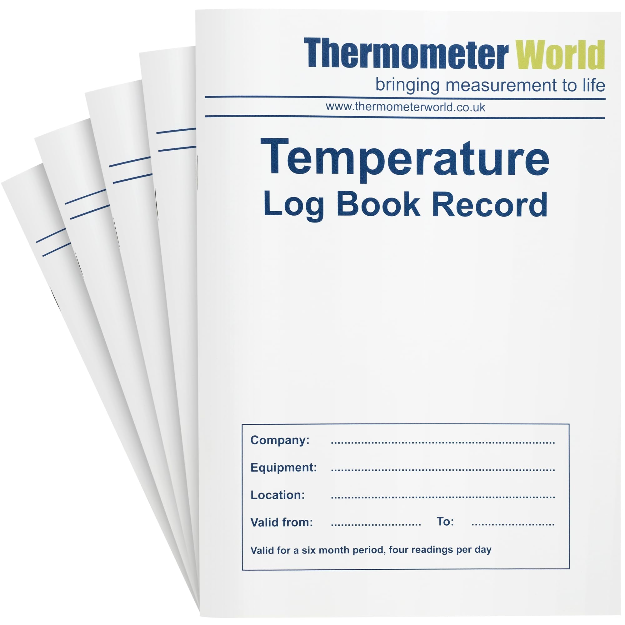 Pack of 5 X Temperature Log Books 6 Months Records - Monitor Fridge Freezer Log Book Temperature Food Safety and Hygiene