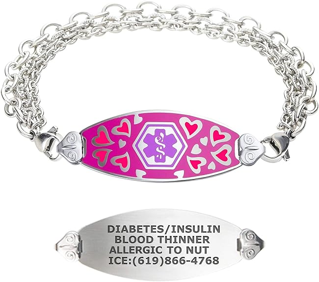 Divoti Custom Engraved Medical Alert Bracelets for Women, Stainless