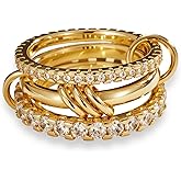 HOSICRON Gold Stackable Rings for Women Non Tarnish, Dainty Stackable 18k Gold Plated CZ Cubic Zirconia Rings, Gold Knuckle Women Rings Set