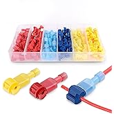Nilight - 50004R 120 Pcs/60 Pairs Quick Splice Wire Terminals T-Tap Self-stripping with Nylon Fully Insulated Male Quick Disc