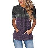 Womens Summer Tops Short Sleeve Hoodies for Women Spring Sweatshirts Casual T Shirts Fashion Tunics