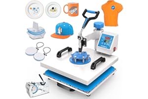 Horgelu 5 in 1 Heat Press Machine 15x15 Inch Heat Transfer Machine 360-Degree Swing Away Multifunction Digital Sublimation Combo Heat Press for T Shirt Mug Hat Plate for Commercial Home 110V