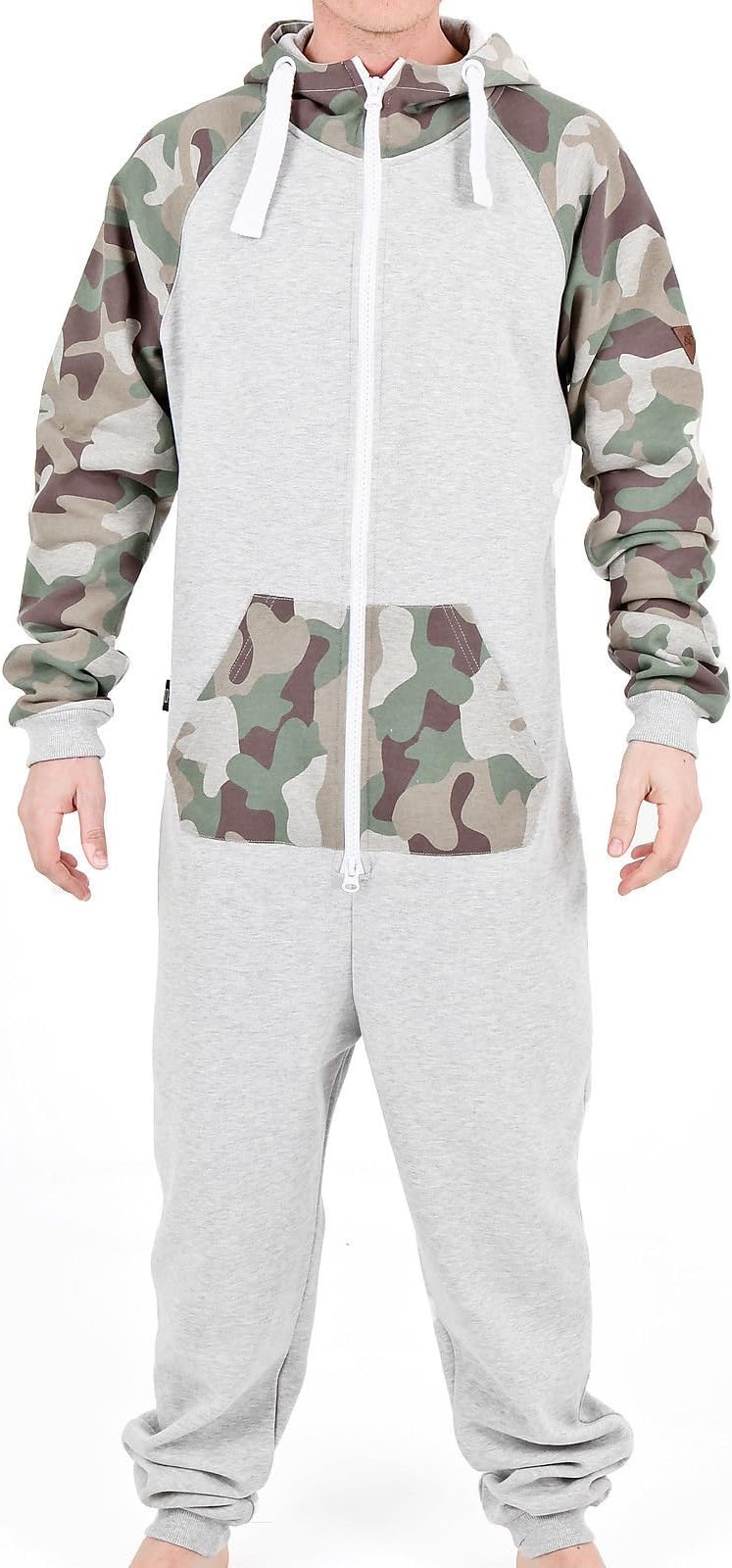 Men's Casual Print Flag Hoodie One Piece Jumpsuit Onesie Tracksuit