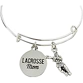 Lacrosse Mom adjustable bangle charm bracelet, Gift for Lacrosse Player