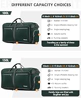 Gonex 150L Foldable Travel Duffle Bag with Shoes Compartment Dark Green view 5
