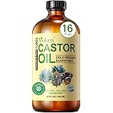 Yoken EWG Verified Castor Oil Organic Glass Bottle 16 fl oz 100% Pure Natural Cold Pressed Castor Oil for Hair, Face, Body, Eyelash, Skin - Hexane Free, Unrefined, Virgin, Rich Fatty Acid