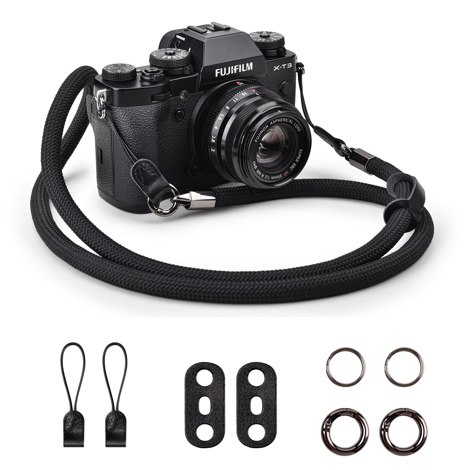 VOVMOEYA Camera Strap for DSLR,Universal Camera Neck Shoulder Strap for Fujifilm X100VI XT5 for Nikon Zf Z8 Z30 for Canon EOS R6 R10 R50 for Sony A6400 A6700 A7C II A7IV - Black